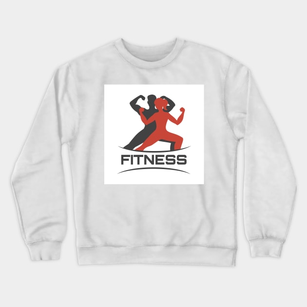 Fitness Logo with Posing bodybuilders Crewneck Sweatshirt by devaleta